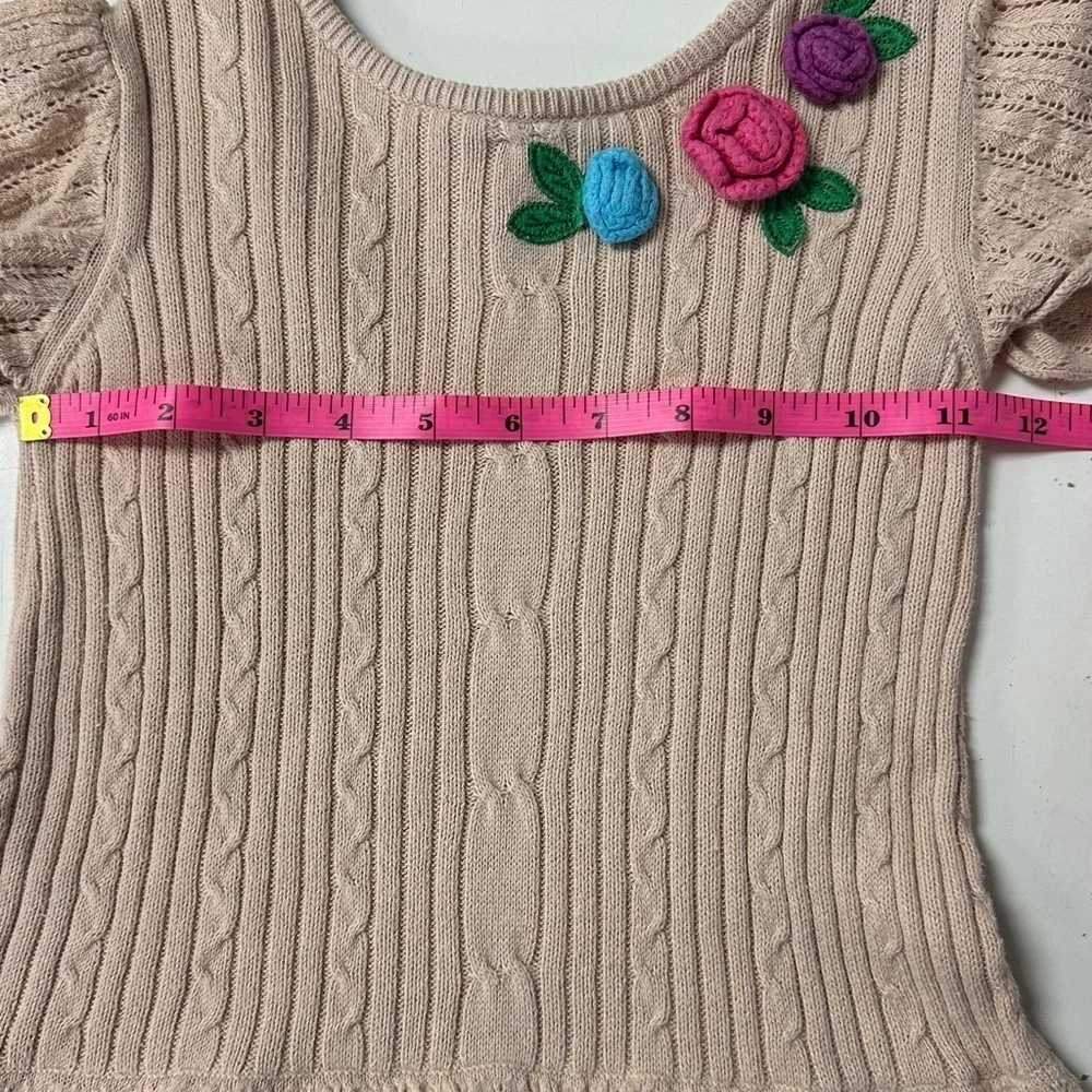 Hanna Andersson Gabriella Crochet Tiered Floral Sweater Dress 5 110
